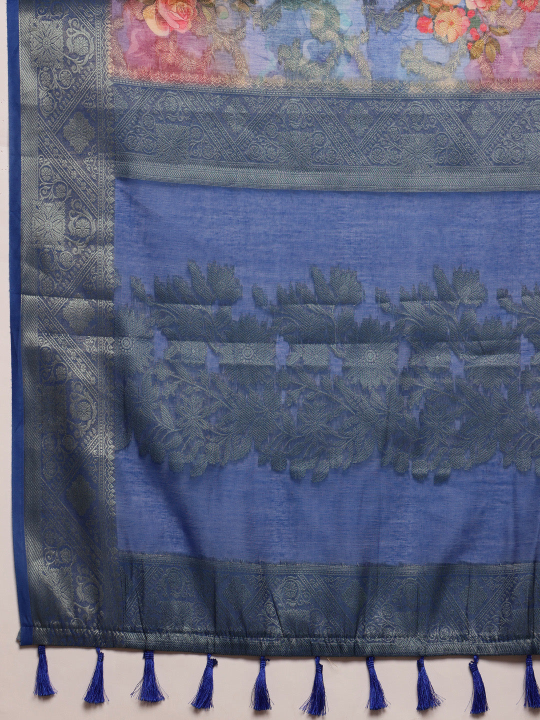 Digital Printed Banarasi Cotton Zari Woven Saree