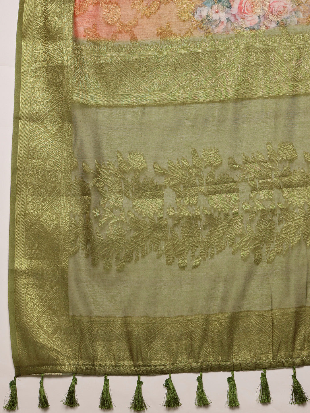 Digital Printed Banarasi Cotton Zari Woven Saree