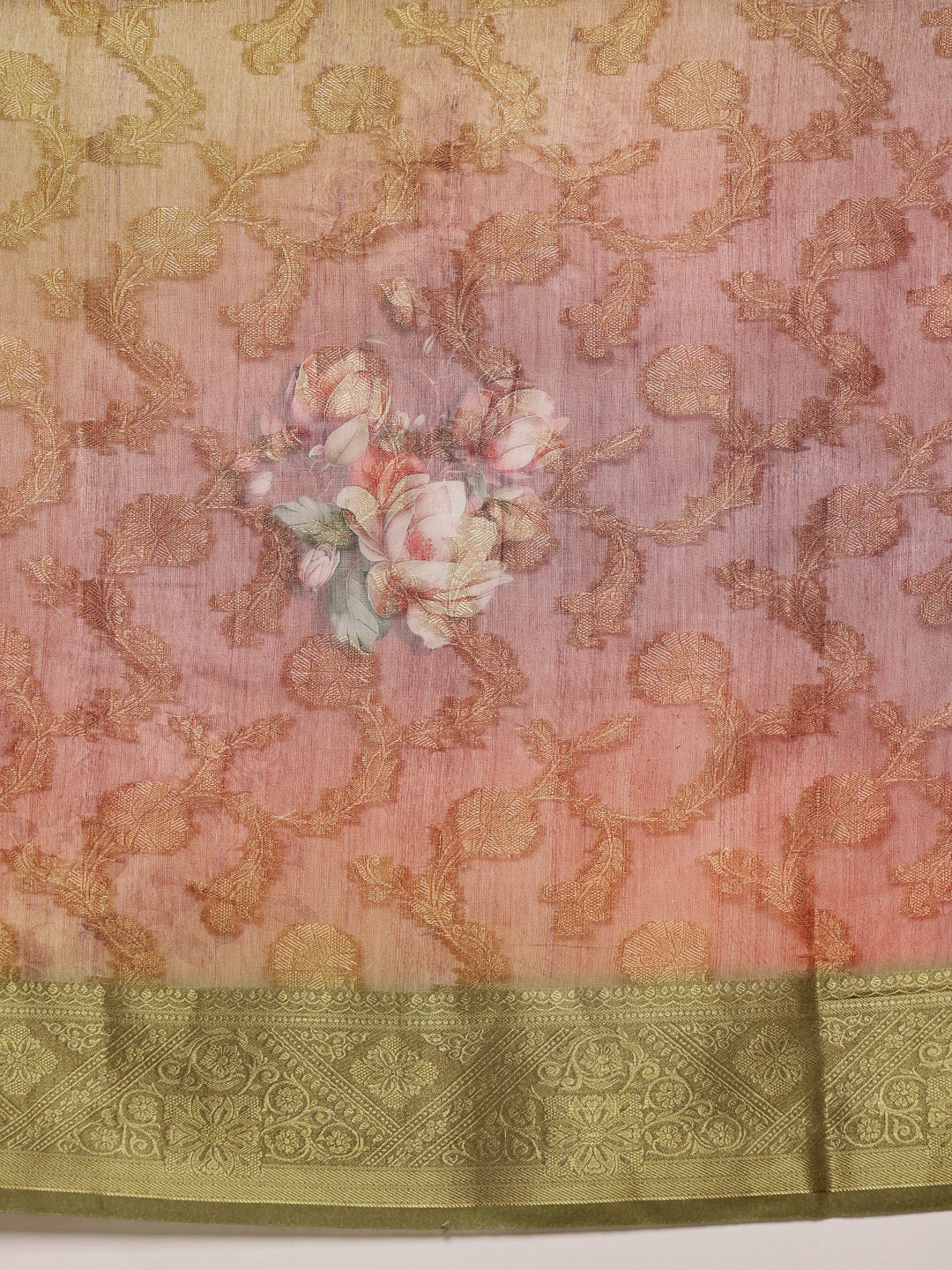 Digital Printed Banarasi Cotton Zari Woven Saree
