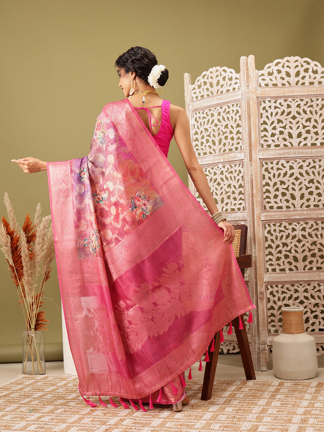Digital Printed Banarasi Cotton Zari Woven Saree