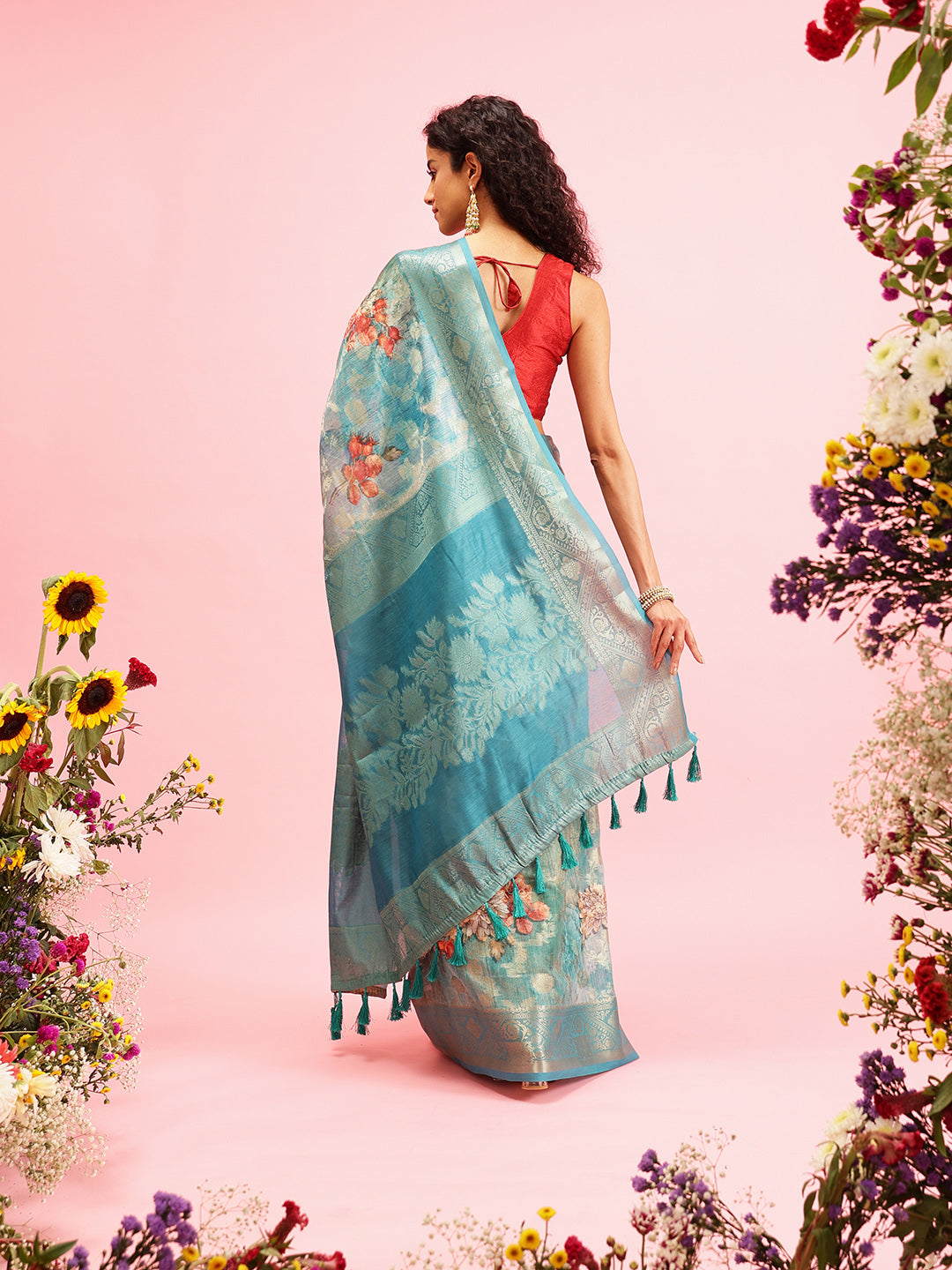 Digital Printed Banarasi Cotton Zari Woven Saree