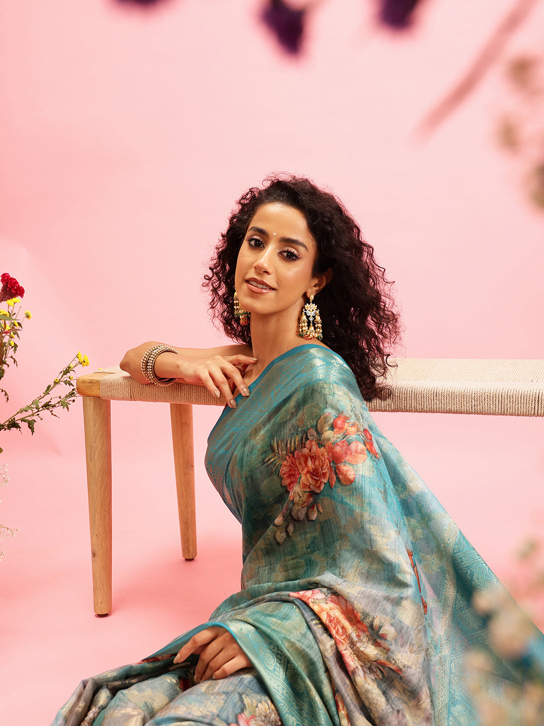 Digital Printed Banarasi Cotton Zari Woven Saree