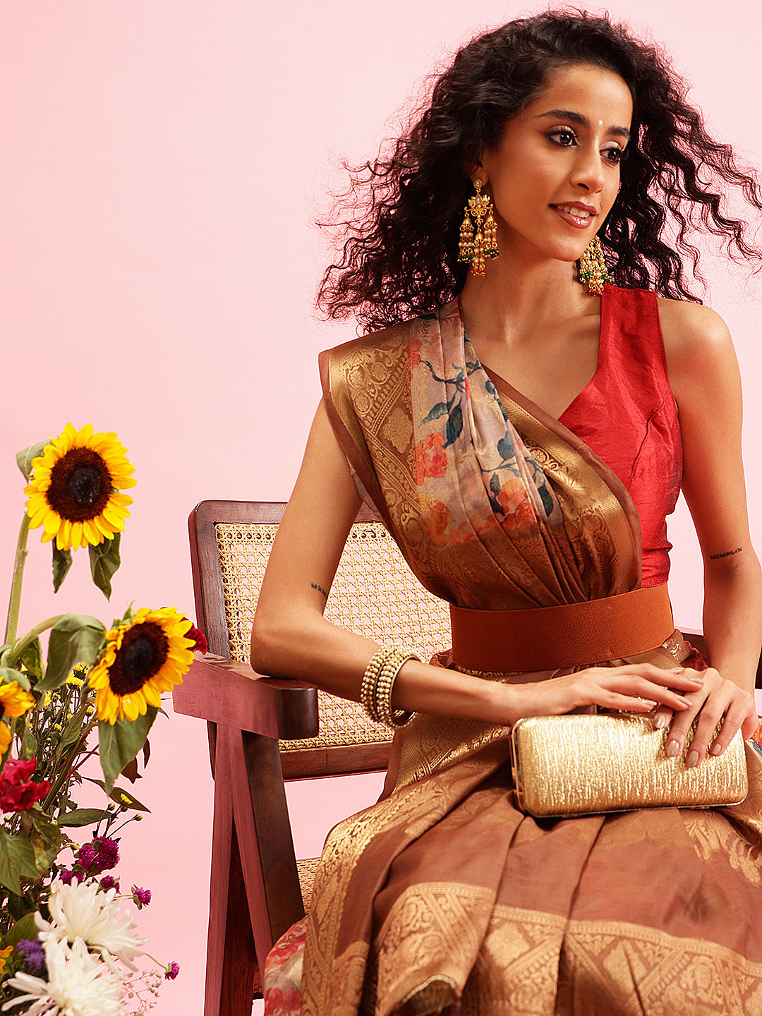 Digital Printed Banarasi Cotton Zari Woven Saree