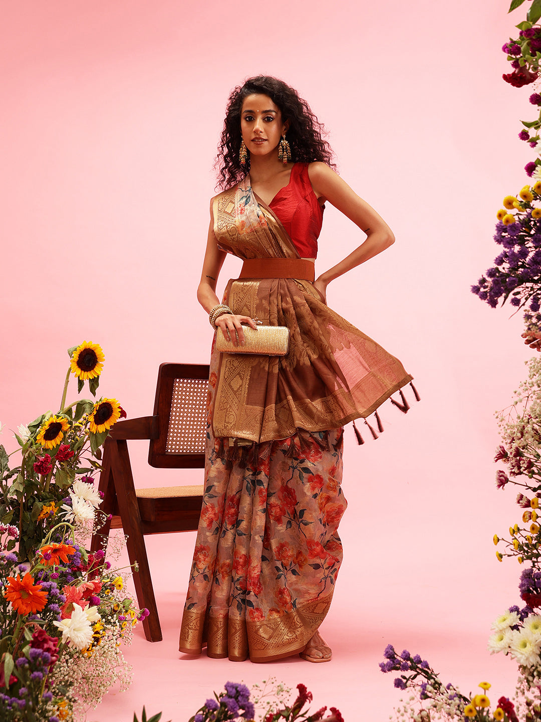 Digital Printed Banarasi Cotton Zari Woven Saree