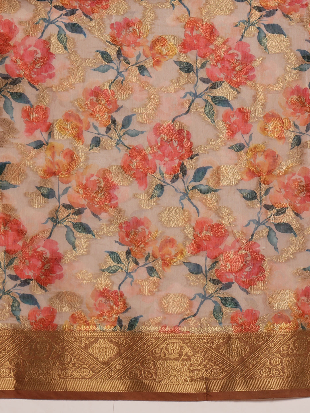 Digital Printed Banarasi Cotton Zari Woven Saree