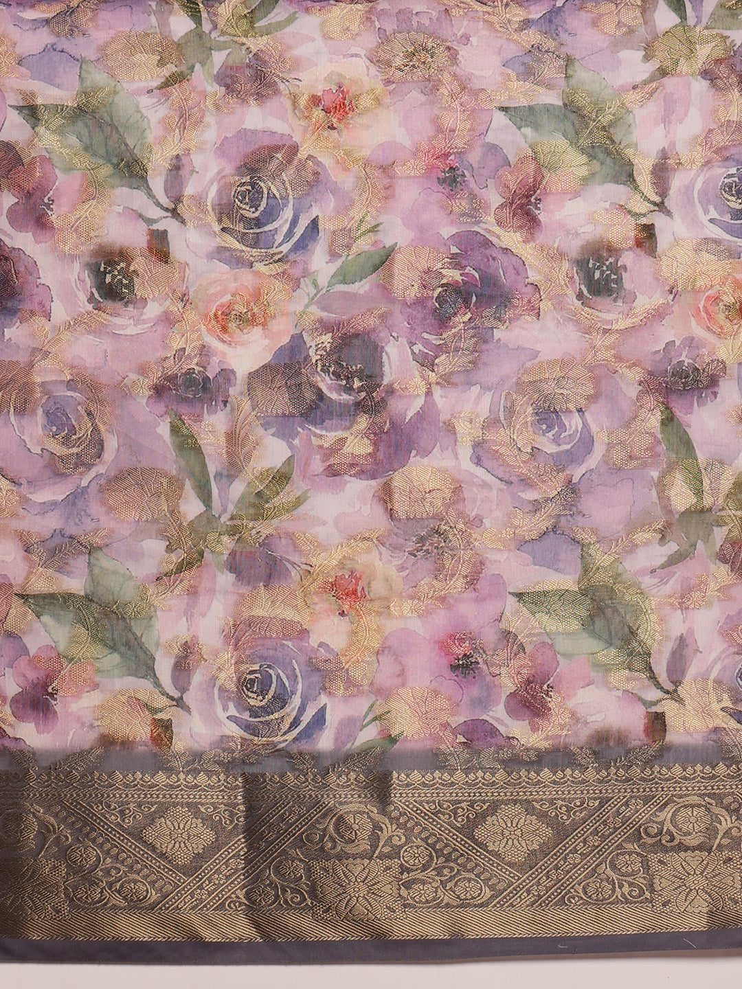 Digital Printed Banarasi Cotton Zari Woven Saree