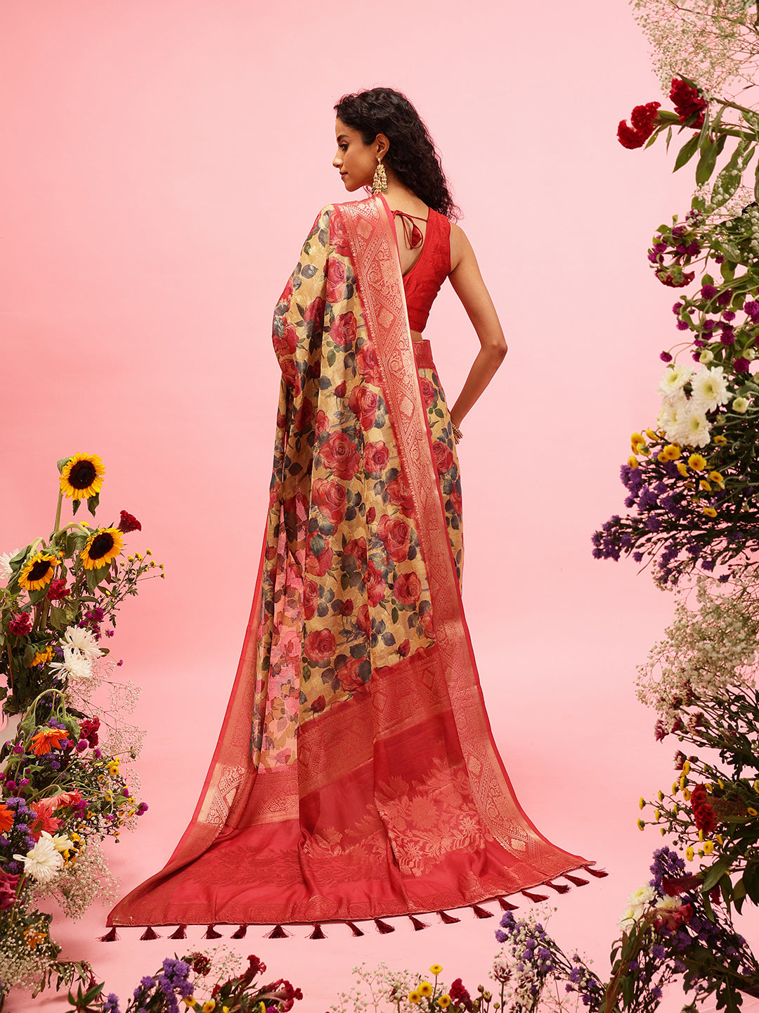 Digital Printed Banarasi Cotton Zari Woven Saree