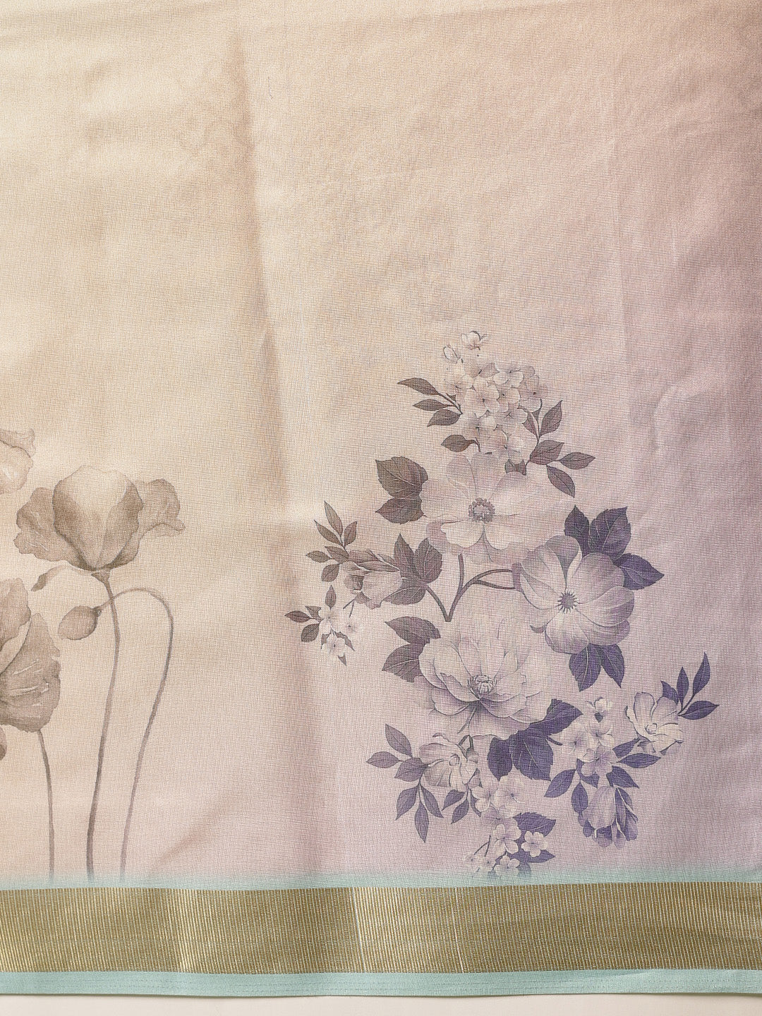 Floral Printed Soft Tissue Silk Saree With Tassels