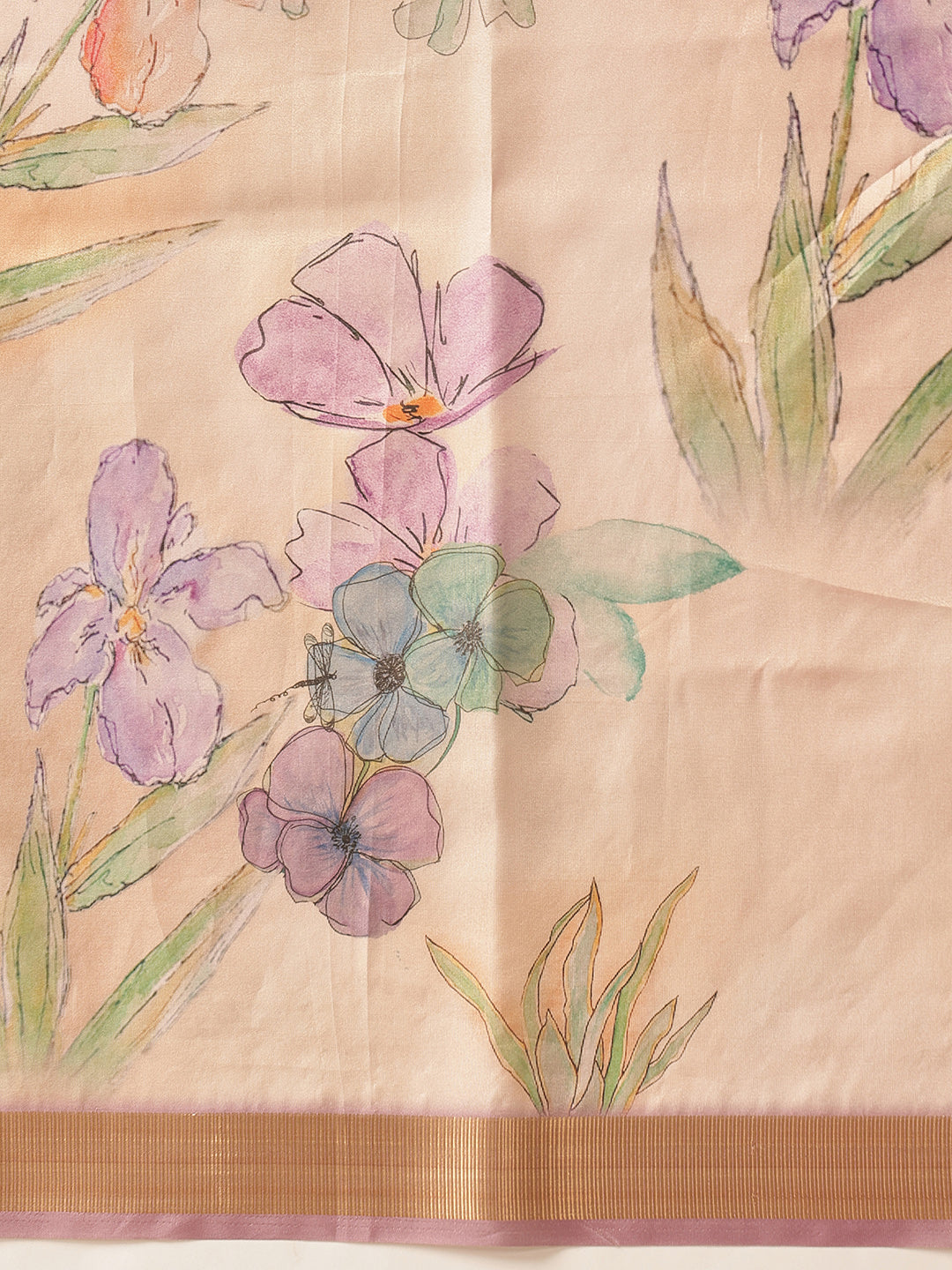 Floral Printed Soft Tissue Silk Saree With Tassels