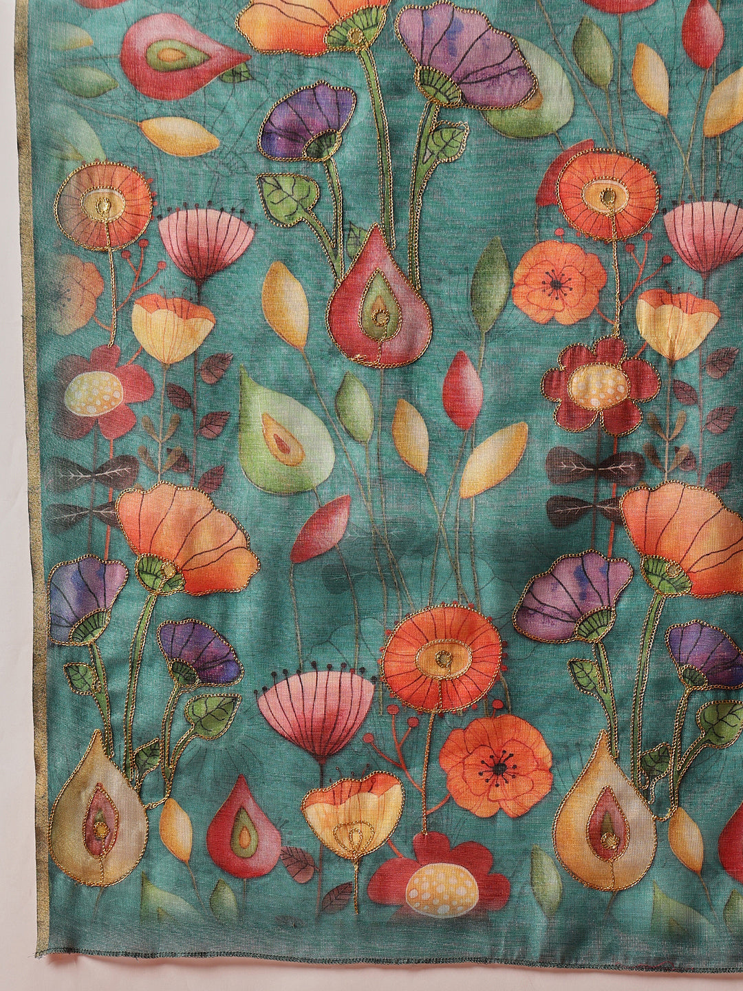 Embroidery Saree in Cotton Silk Finish with Golden Highlights