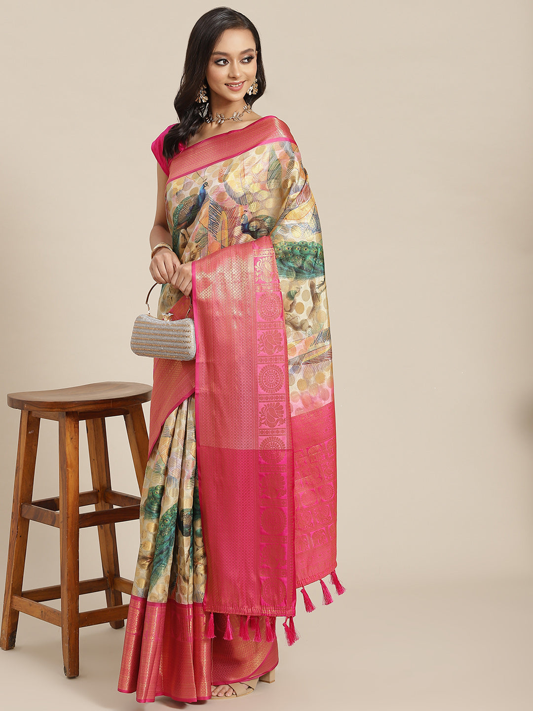 Women's Banarasi Art Silk Digital Print Saree