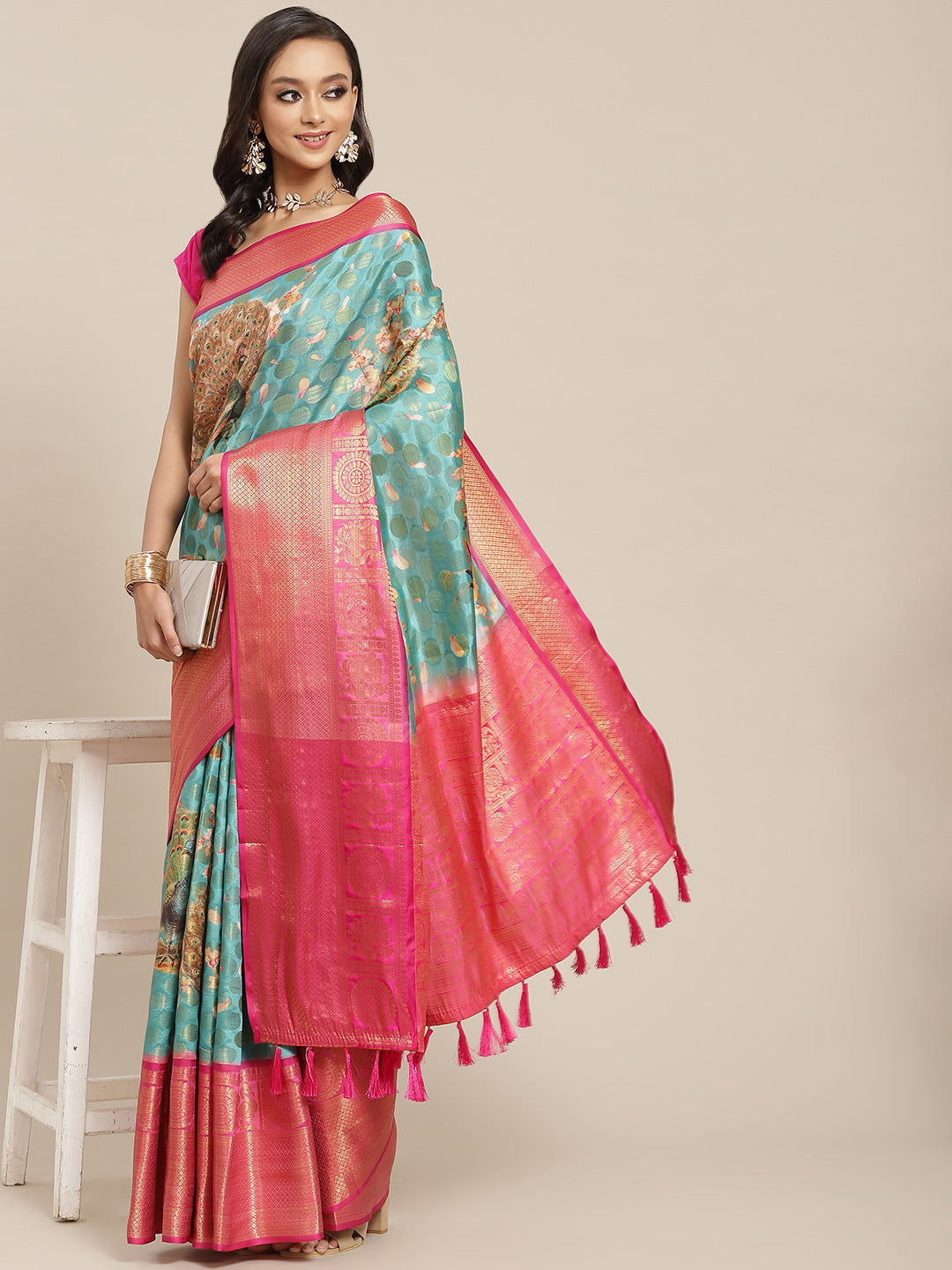 Women's Banarasi Art Silk Digital Print Saree