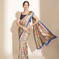 Kalamkari Printed Soft Silk Brown Saree With Beautiful Tassels