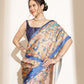 Kalamkari Printed Soft Silk Brown Saree With Beautiful Tassels