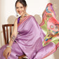 Kalamkari Printed Soft Silk Brown Saree With Beautiful Tassels