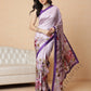 Kalamkari Printed Soft Silk Brown Saree With Beautiful Tassels