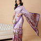Kalamkari Printed Soft Silk Brown Saree With Beautiful Tassels
