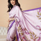 Kalamkari Printed Soft Silk Brown Saree With Beautiful Tassels