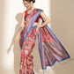 Kalamkari Printed Soft Silk Brown Saree With Beautiful Tassels