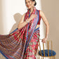 Kalamkari Printed Soft Silk Brown Saree With Beautiful Tassels