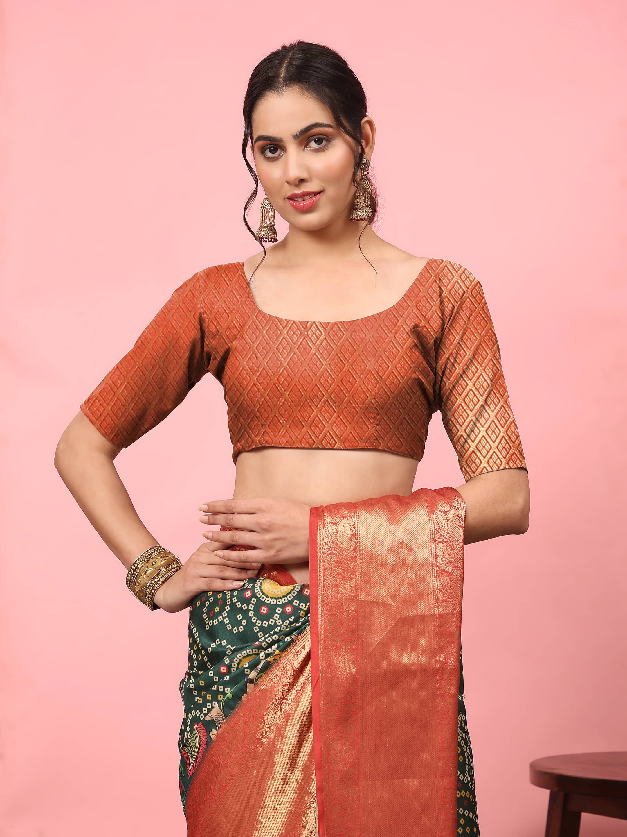 Banarasi Soft Silk Bandhani With Kalamkari Digital Printed Saree