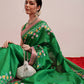 Printed Fruits & Floral Art Silk Saree with Gold Zari Woven Border & Matching Blouse