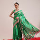 Printed Fruits & Floral Art Silk Saree with Gold Zari Woven Border & Matching Blouse