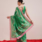 Printed Fruits & Floral Art Silk Saree with Gold Zari Woven Border & Matching Blouse