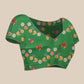 Printed Fruits & Floral Art Silk Saree with Gold Zari Woven Border & Matching Blouse