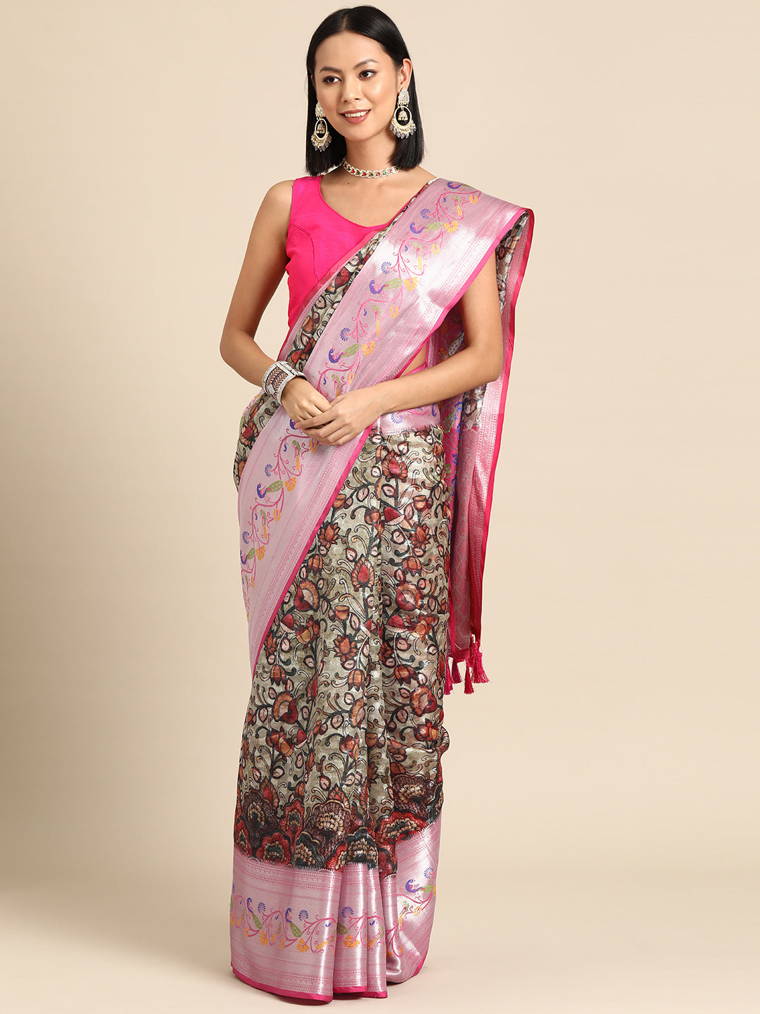 Women's Banarasi Silk Woven With Digital Printed Saree