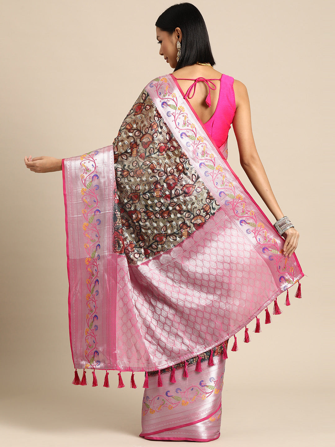 Women's Banarasi Silk Woven With Digital Printed Saree