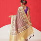 Digital Printed Soft Tissue Silk Saree With Zari Work & Tassels