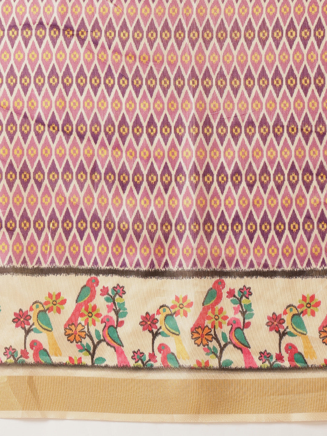 Digital Printed Soft Tissue Silk Saree With Zari Work & Tassels