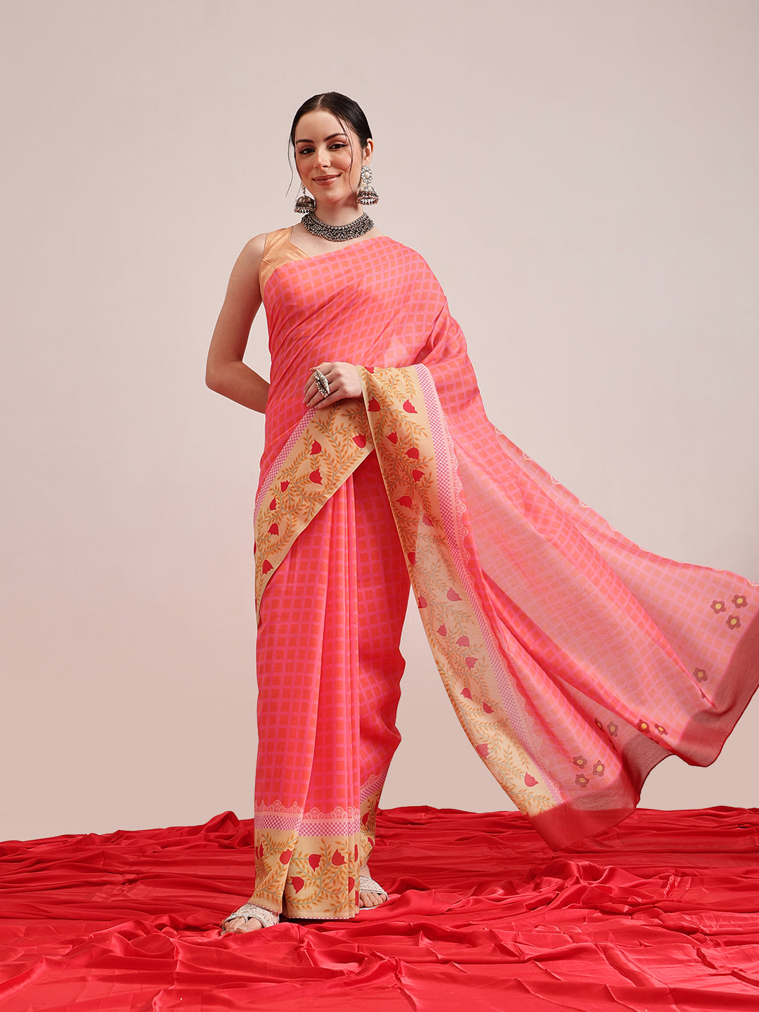 Abstract Printed Soft Mal Cotton Saree