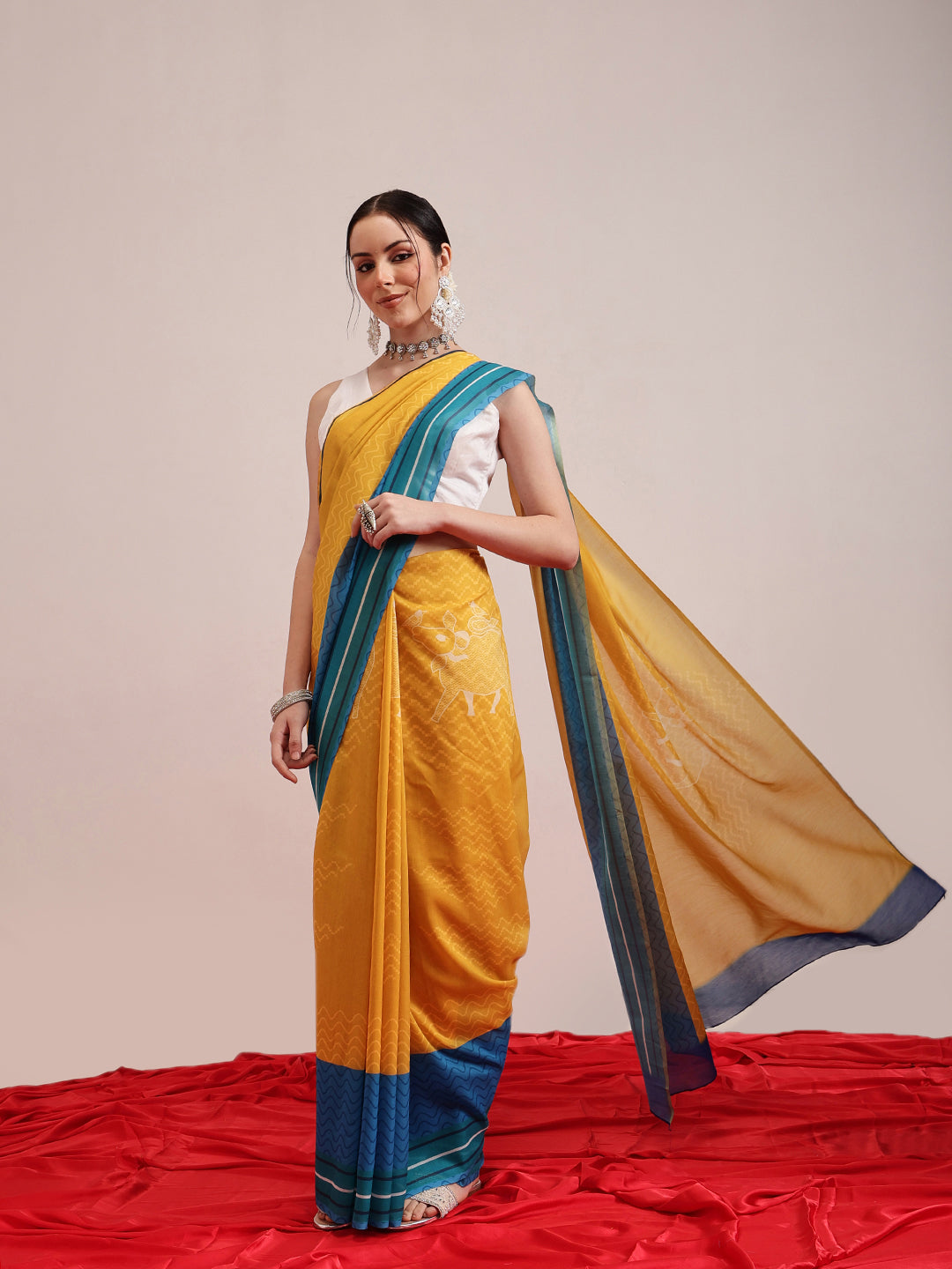 Abstract Printed Soft Mal Cotton Saree