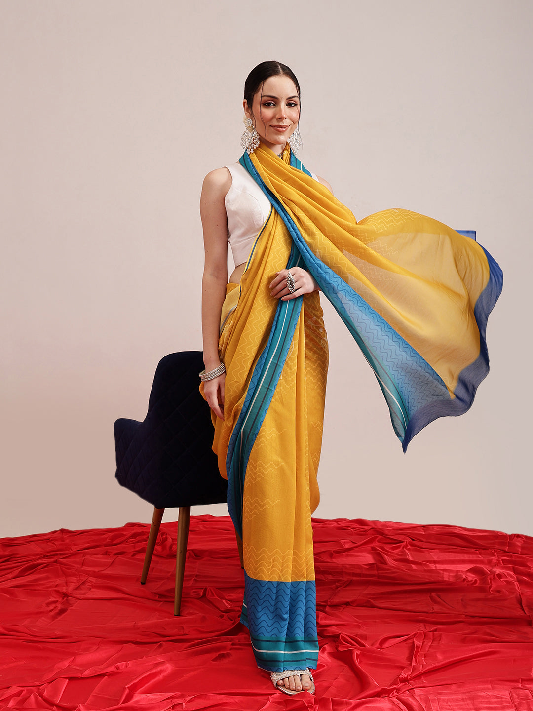 Abstract Printed Soft Mal Cotton Saree