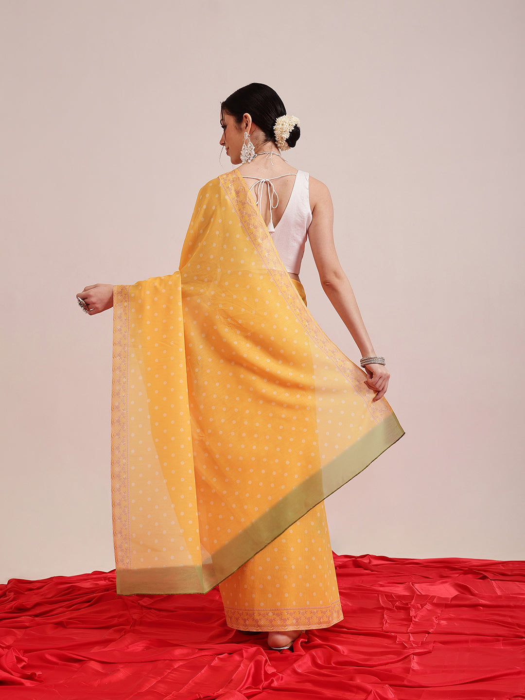 Polka Dots Printed Soft Mal Cotton Saree