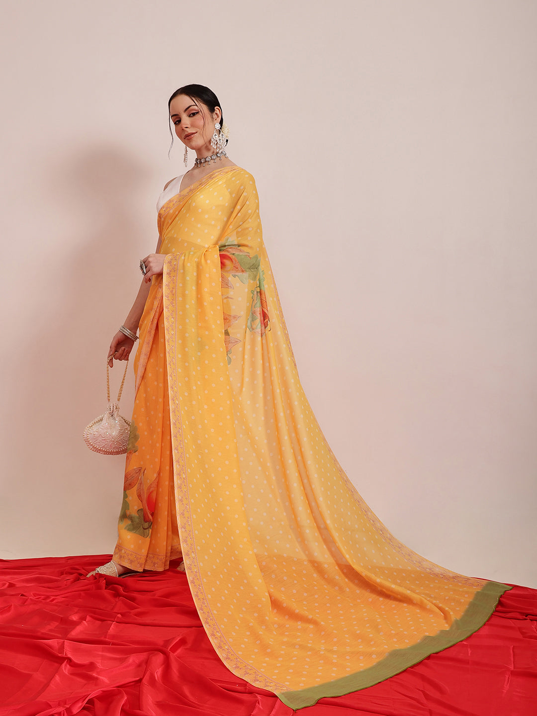 Polka Dots Printed Soft Mal Cotton Saree