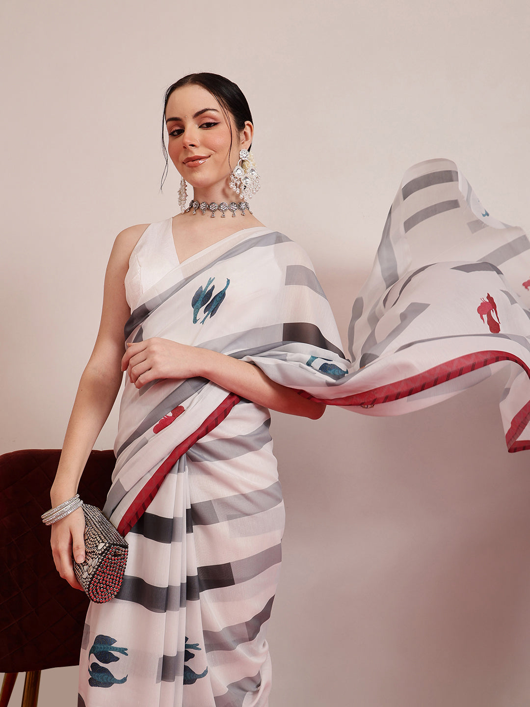 Animal Digital Printed Soft Mal Cotton Saree