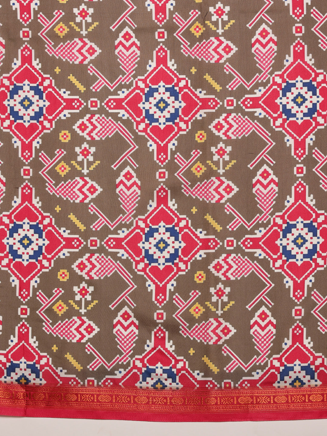 Ikkat Patola Digital Printed Saree Embellished with Tassels