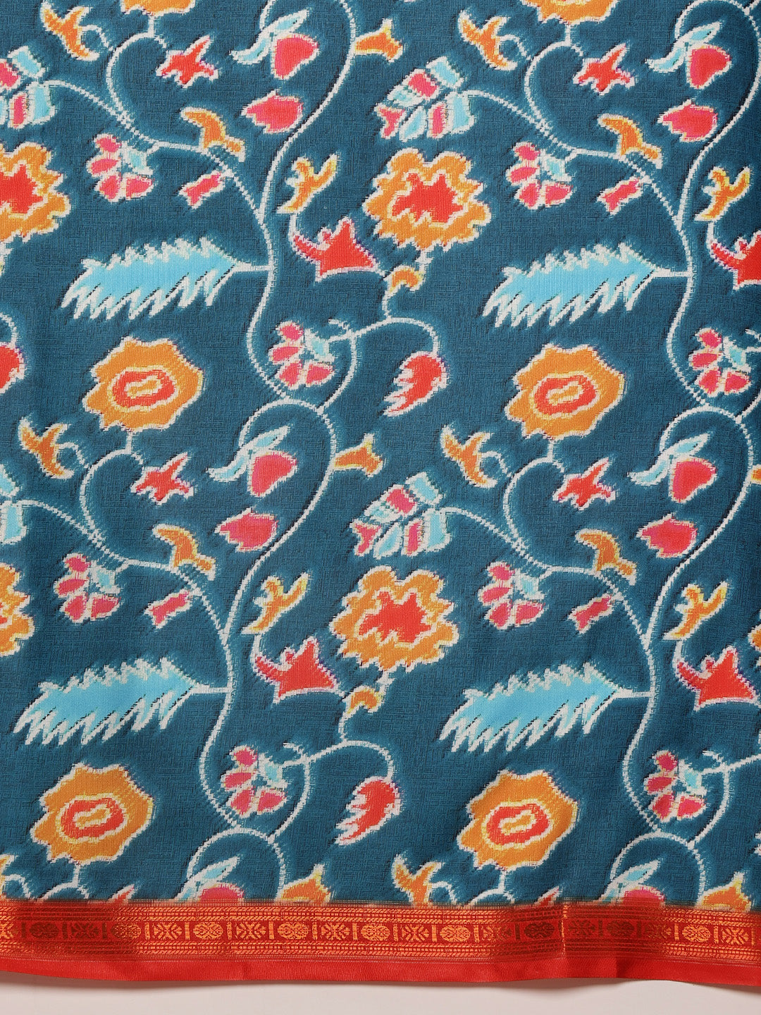 Ikkat Patola Digital Printed Saree Embellished with Tassels