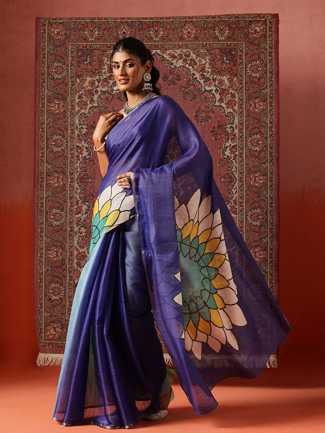 Floral Printed Cotton Silk Tissue Saree