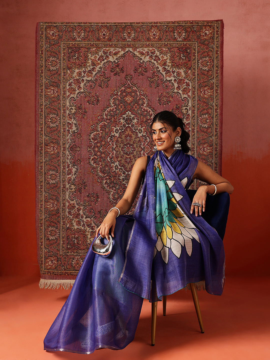 Floral Printed Cotton Silk Tissue Saree