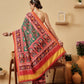 Rajkoti Double Ikat Patola Soft Silk Saree With Tassels
