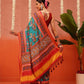 Hyderabadi Double Ikat Patola Soft Silk Saree With Tassels