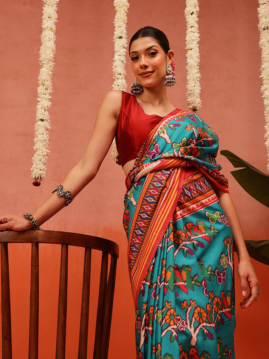 Hyderabadi Double Ikat Patola Soft Silk Saree With Tassels