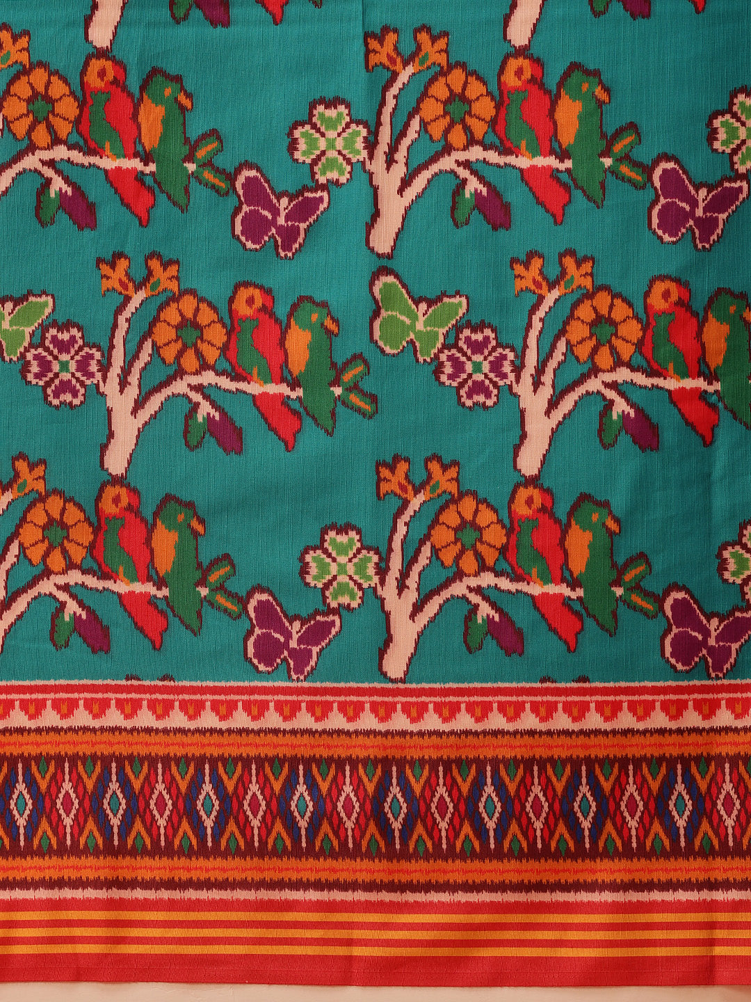 Hyderabadi Double Ikat Patola Soft Silk Saree With Tassels