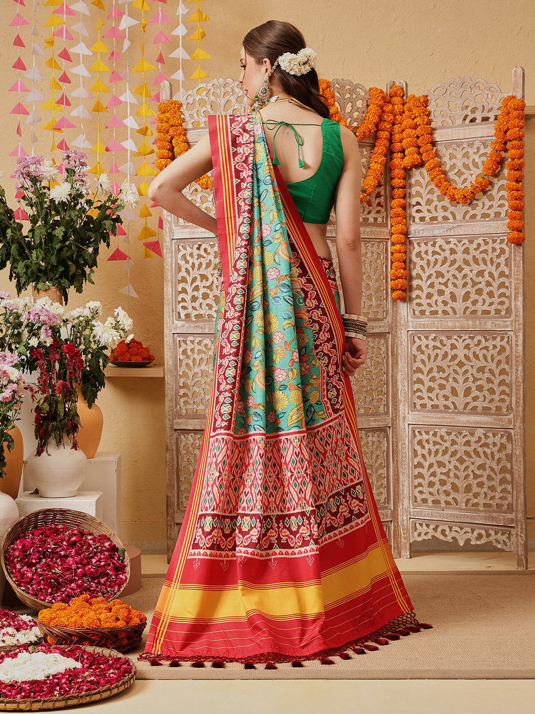 Kalamkari With Traditional Patola Printed Sarees