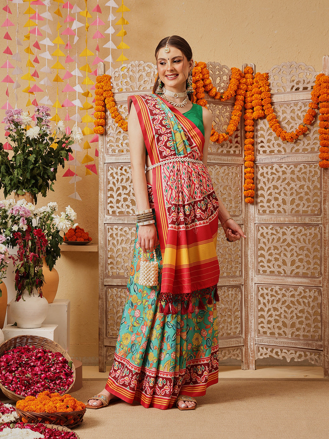 Kalamkari With Traditional Patola Printed Sarees