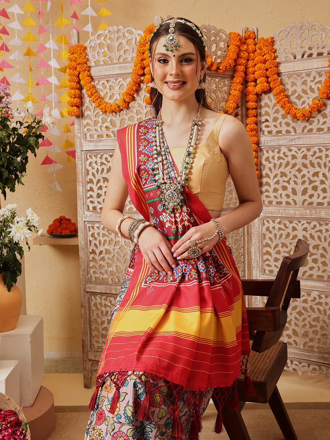 Kalamkari With Traditional Patola Printed Sarees